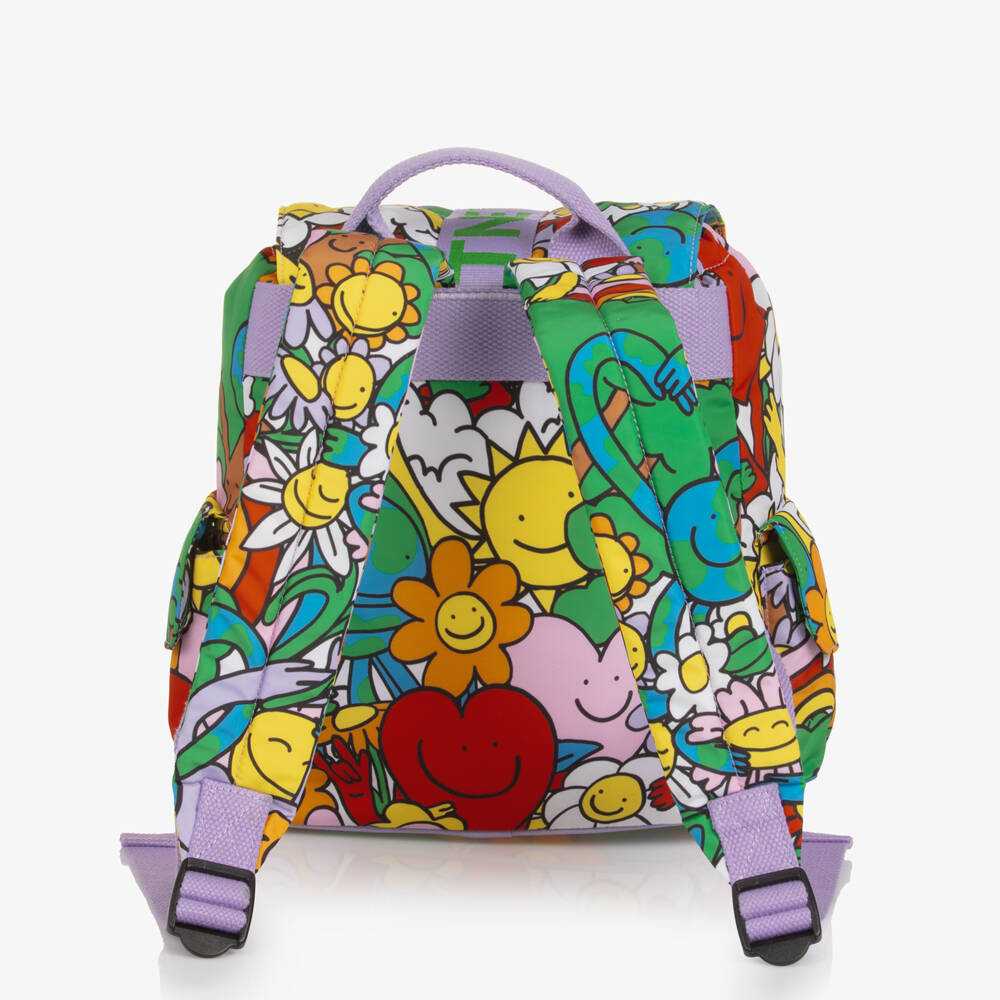 Stella McCartney Kids-Girls Colourful Earth & Smiling Flowers Backpack (27cm) | Childrensalon