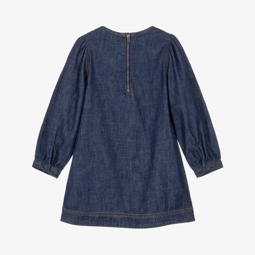 Stella McCartney Kids-Girls Dark Blue Denim Dress with Rhinestones | Childrensalon