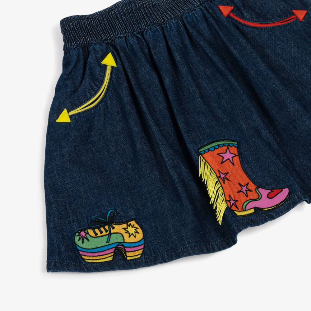 Stella McCartney Kids-Girls Dark Blue Denim Party Boot Skirt | Childrensalon