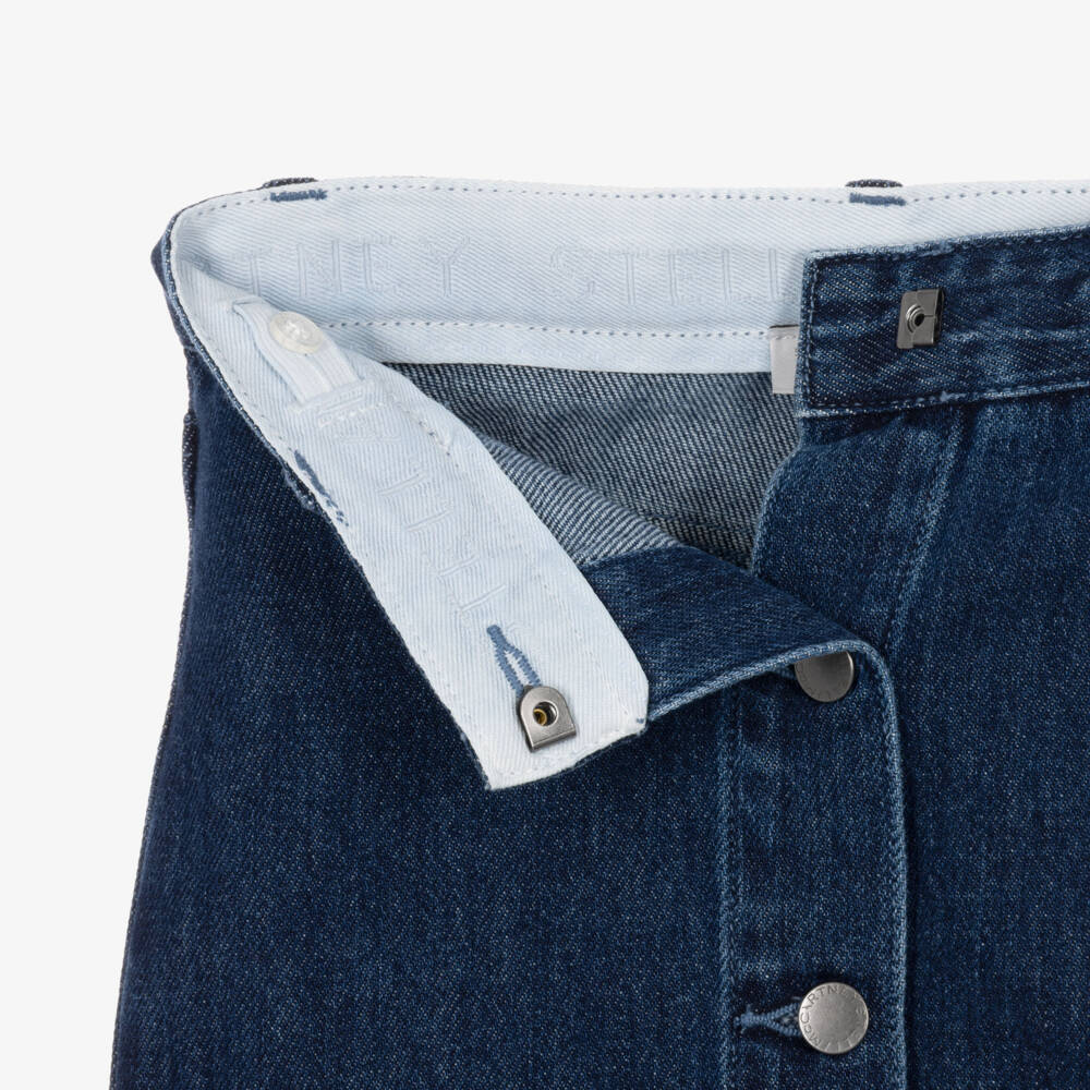 Stella McCartney Kids-Girls Dark Blue Denim Skirt with White Stars | Childrensalon
