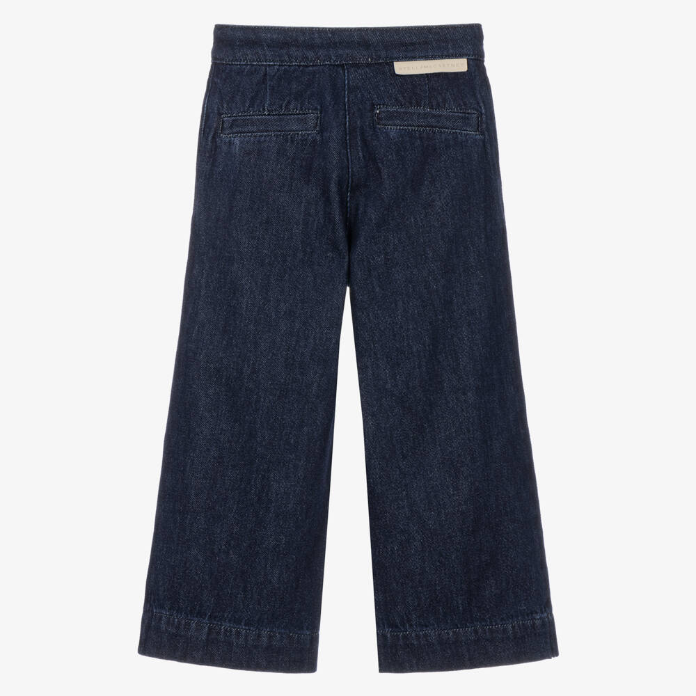 Stella McCartney Kids-Girls Dark Blue Denim Trousers with Rhinestones | Childrensalon