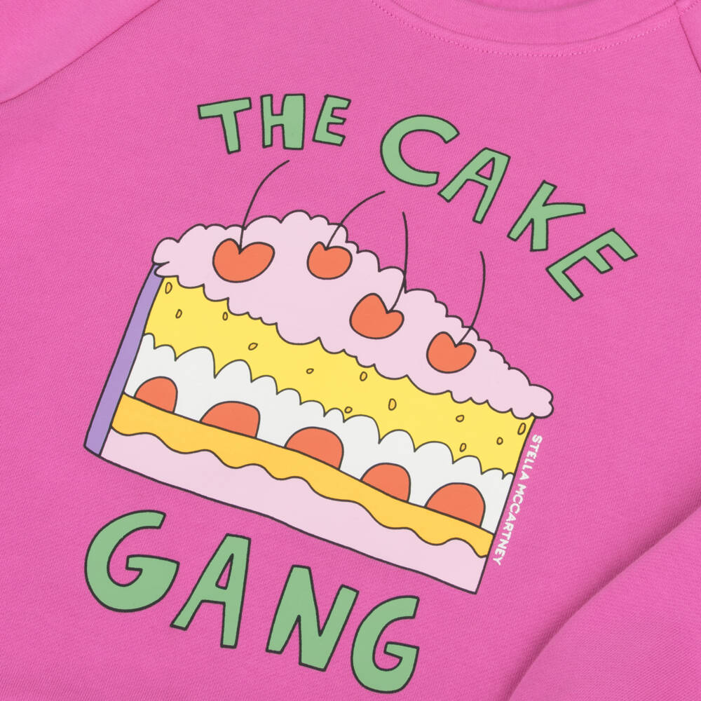Stella McCartney Kids-Свитшот розовый с принтом торта для девочек | Childrensalon