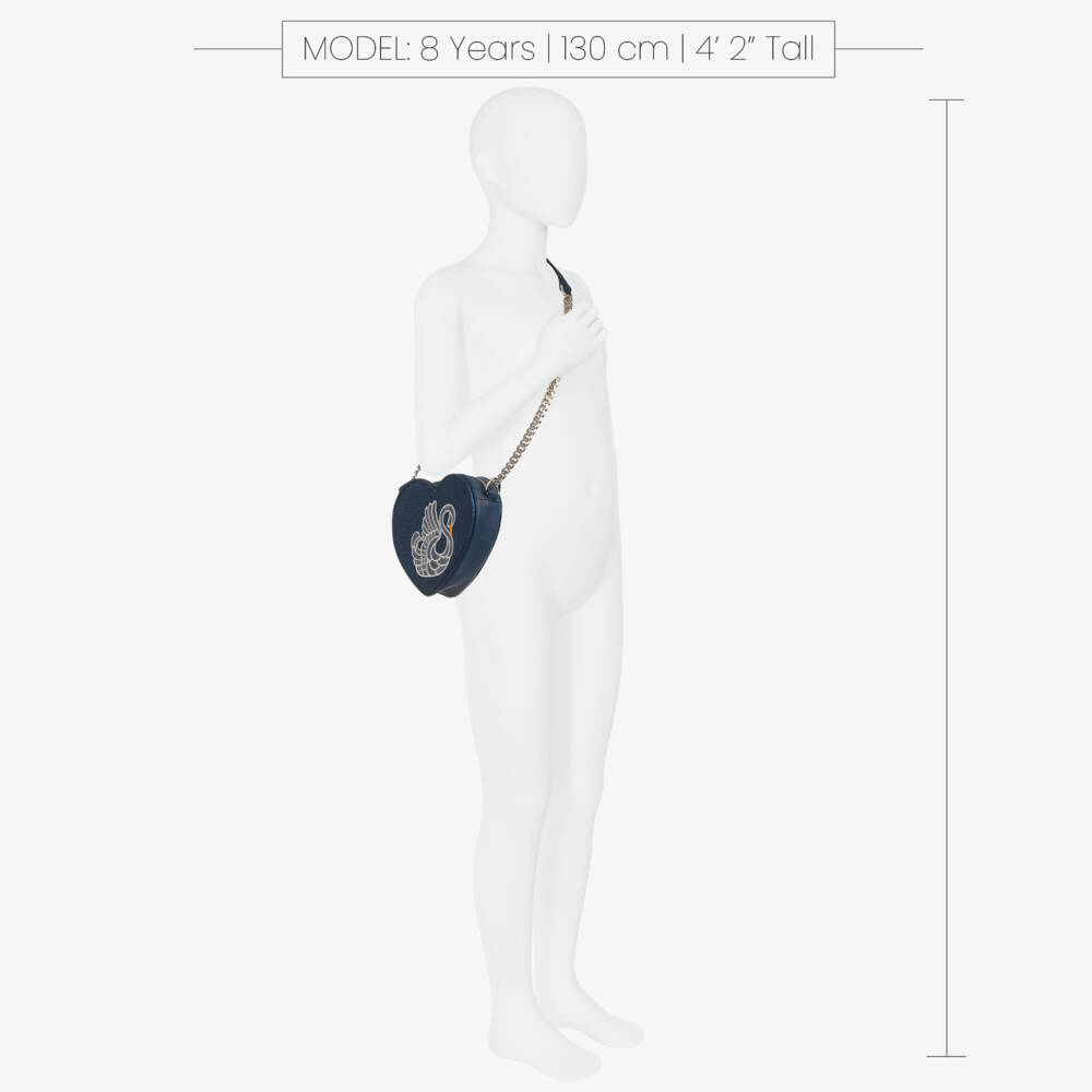 Stella McCartney Kids-Girls Glitterly Blue Faux Leather Heart Shoulder Bag (17cm) | Childrensalon