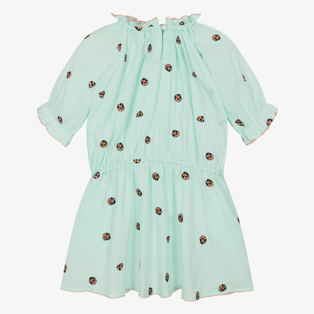 Stella McCartney Kids-Girls Green Cotton Ladybug Dress | Childrensalon