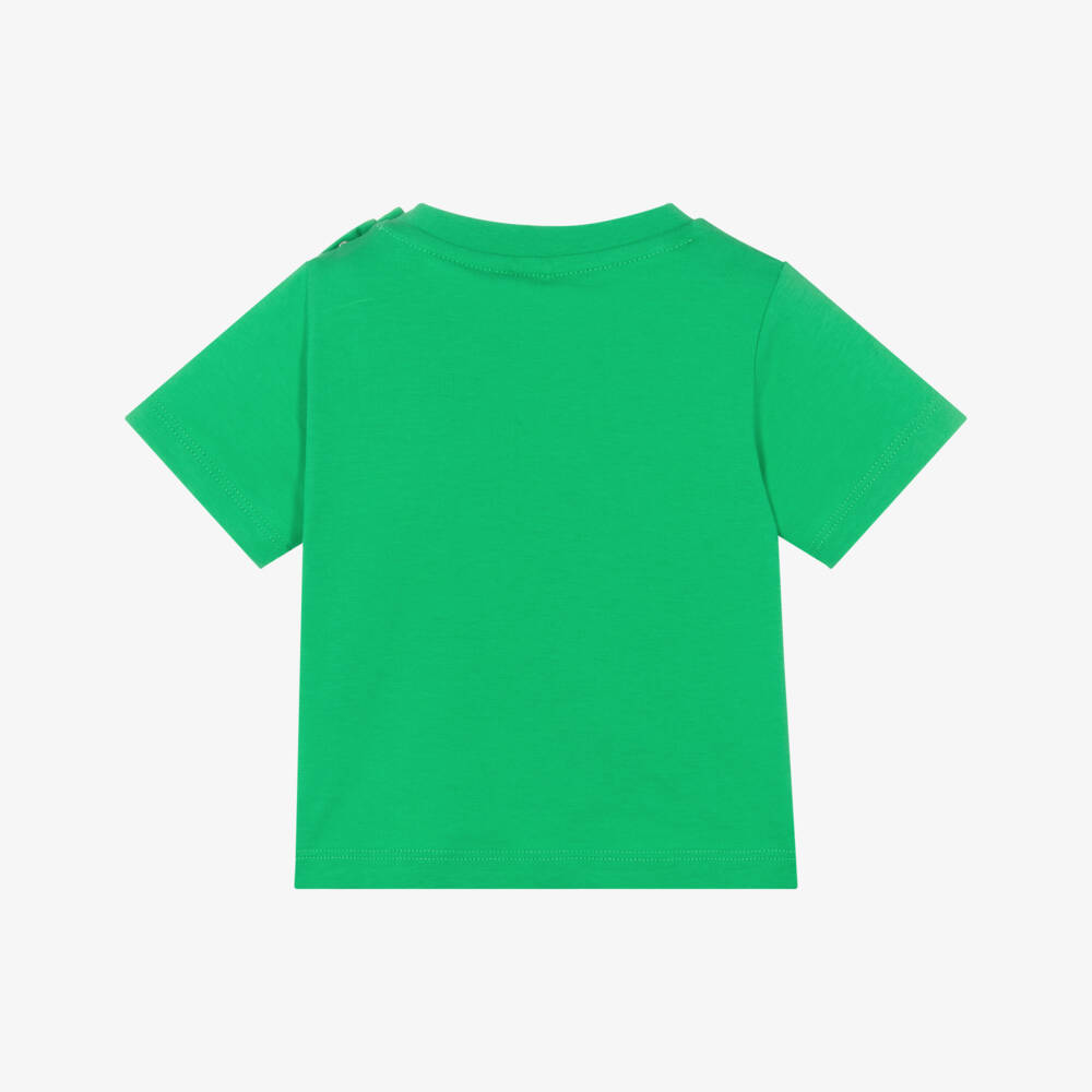 Stella McCartney Kids-Girls Green Cotton Smiling Heart T-Shirt | Childrensalon