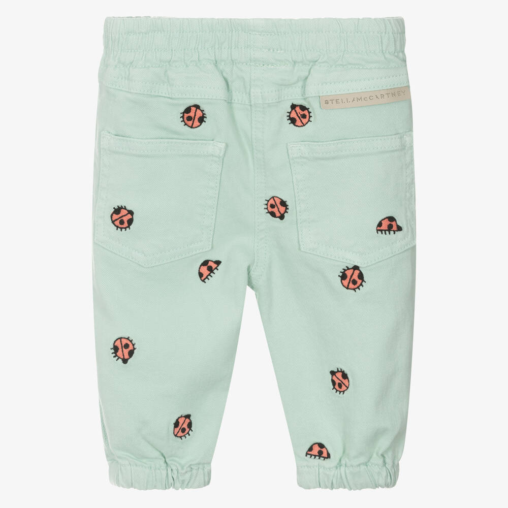 Stella McCartney Kids-Girls Green Denim Ladybug Jeans | Childrensalon