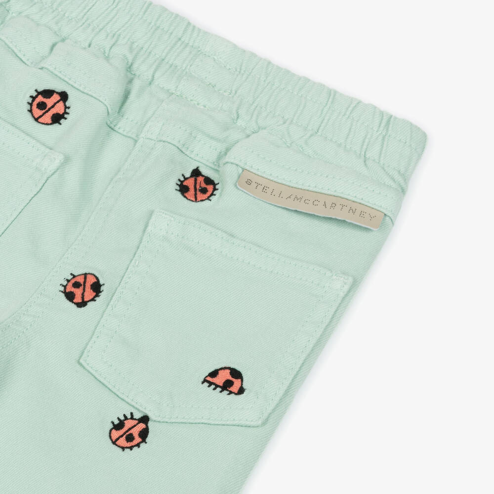 Stella McCartney Kids-Girls Green Denim Ladybug Jeans | Childrensalon