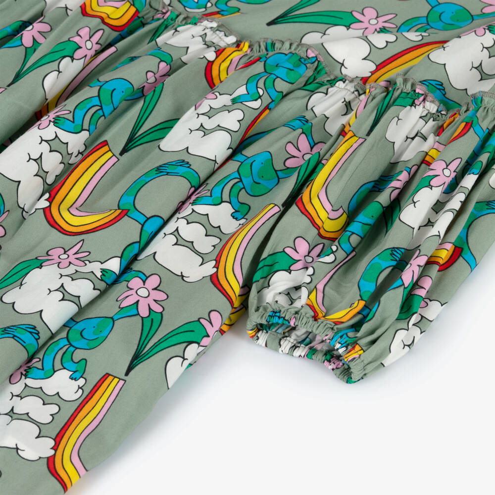 Stella McCartney Kids-Платье зеленое из лиоцелла Земля и цветы для девочек | Childrensalon