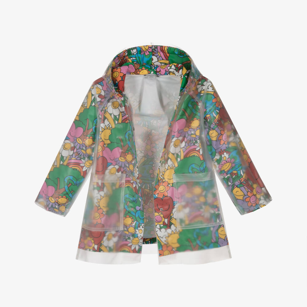 Stella McCartney Kids-Girls Green Planet Earth & Friends Raincoat | Childrensalon