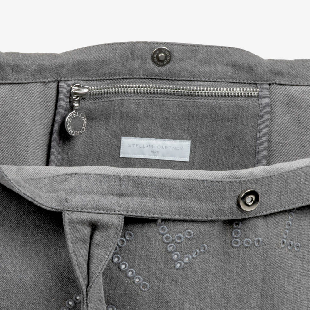 Stella McCartney Kids-Girls Grey Cotton Twill Tote Bag (40cm) | Childrensalon
