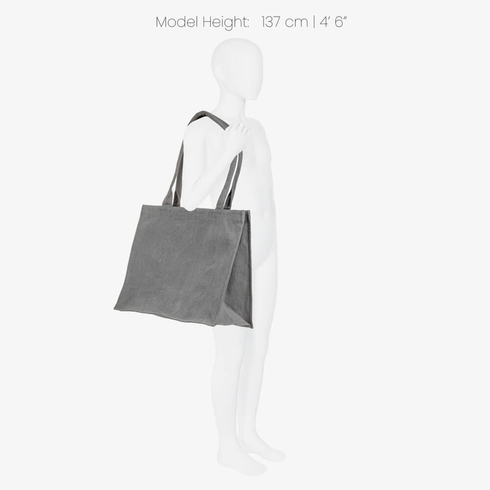Stella McCartney Kids-Girls Grey Cotton Twill Tote Bag (40cm) | Childrensalon