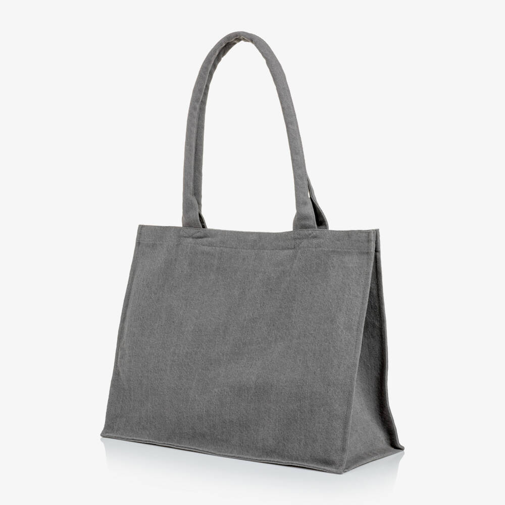 Stella McCartney Kids-Girls Grey Cotton Twill Tote Bag (40cm) | Childrensalon