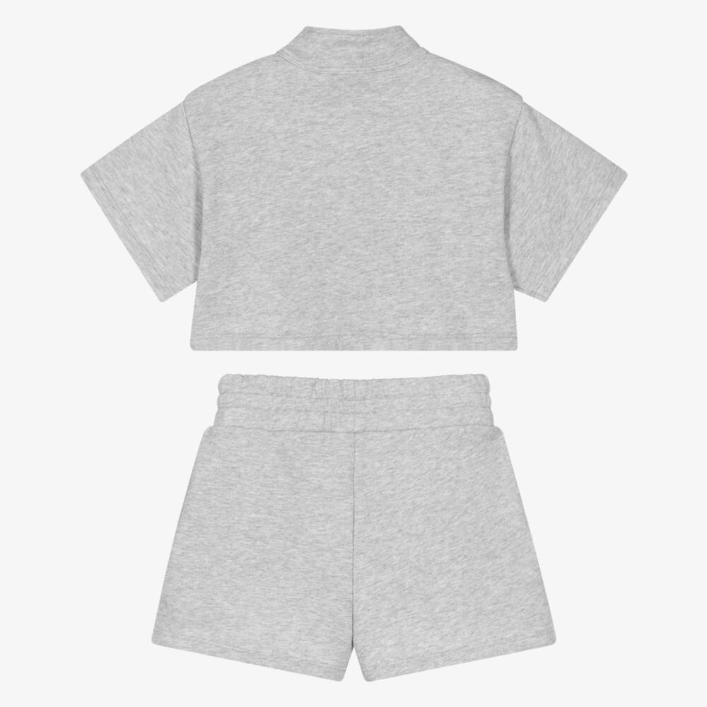 Stella McCartney Kids-طقم شورت قطن جيرسي لون رمادي مارل للبنات | Childrensalon