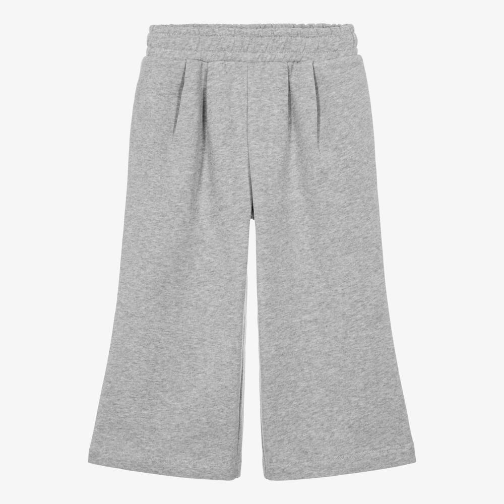 Stella McCartney Kids-Girls Grey Marl Wide Leg Joggers | Childrensalon
