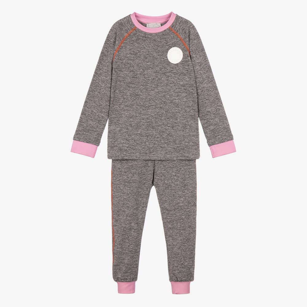 Stella McCartney Kids-Girls Grey & Pink Thermal Base Layer Set | Childrensalon