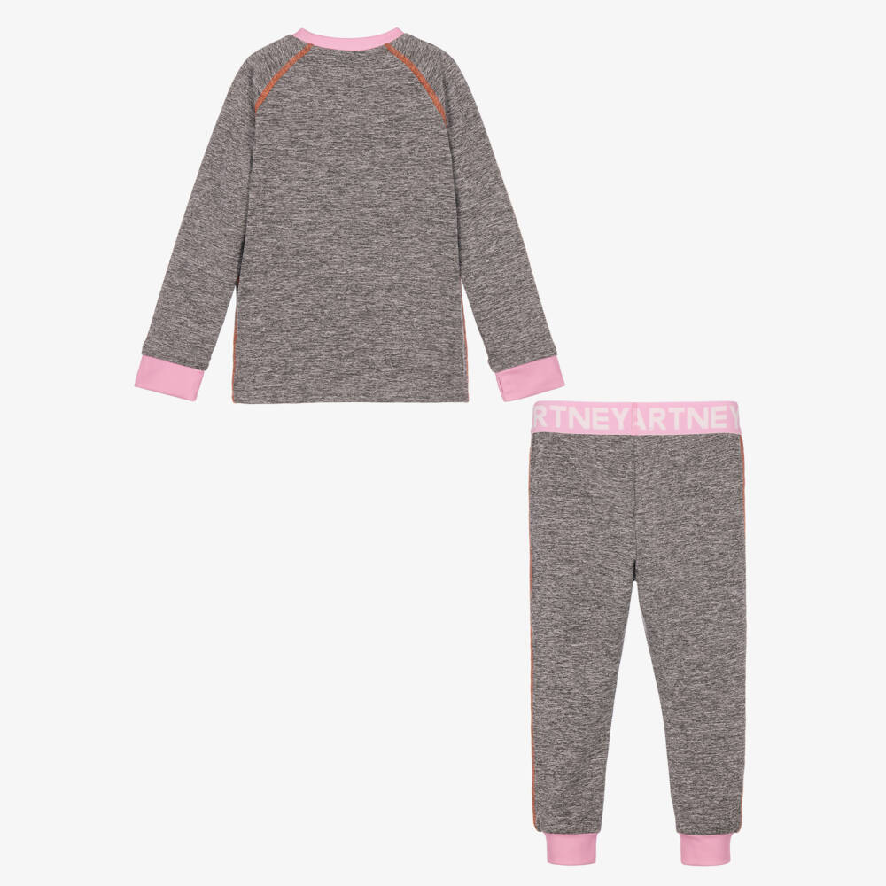 Stella McCartney Kids-Girls Grey & Pink Thermal Base Layer Set | Childrensalon