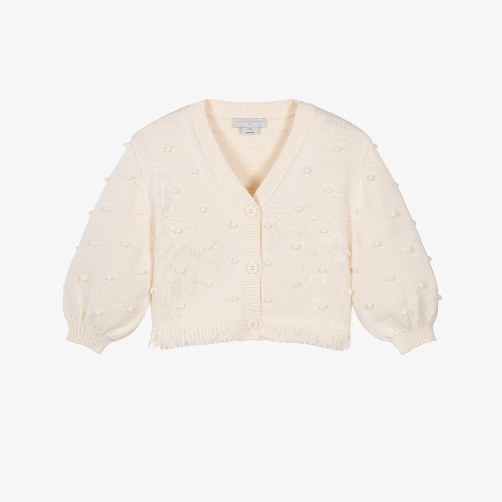 Stella McCartney Kids-Girls Ivory Bobble-Knit Cardigan | Childrensalon