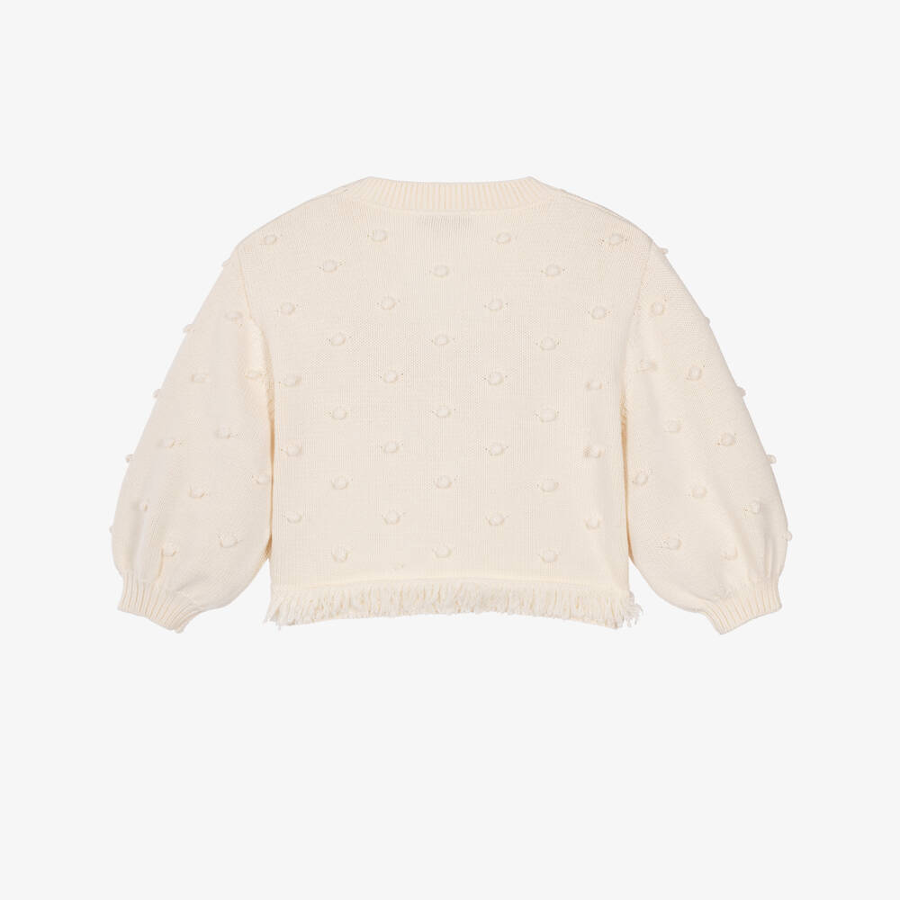 Stella McCartney Kids-Girls Ivory Bobble-Knit Cardigan | Childrensalon