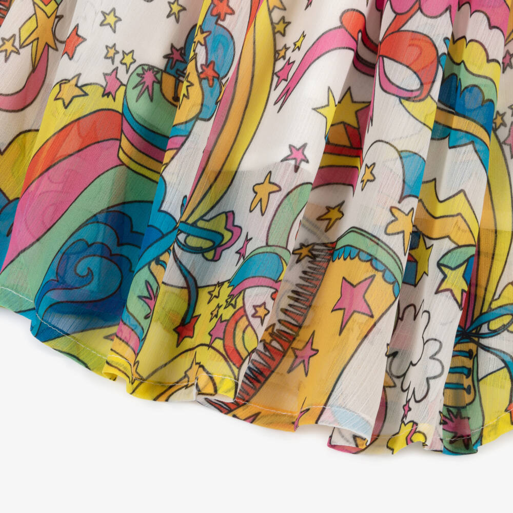 Stella McCartney Kids-Girls Ivory & Colourful Stellabration Print Chiffon Dress | Childrensalon