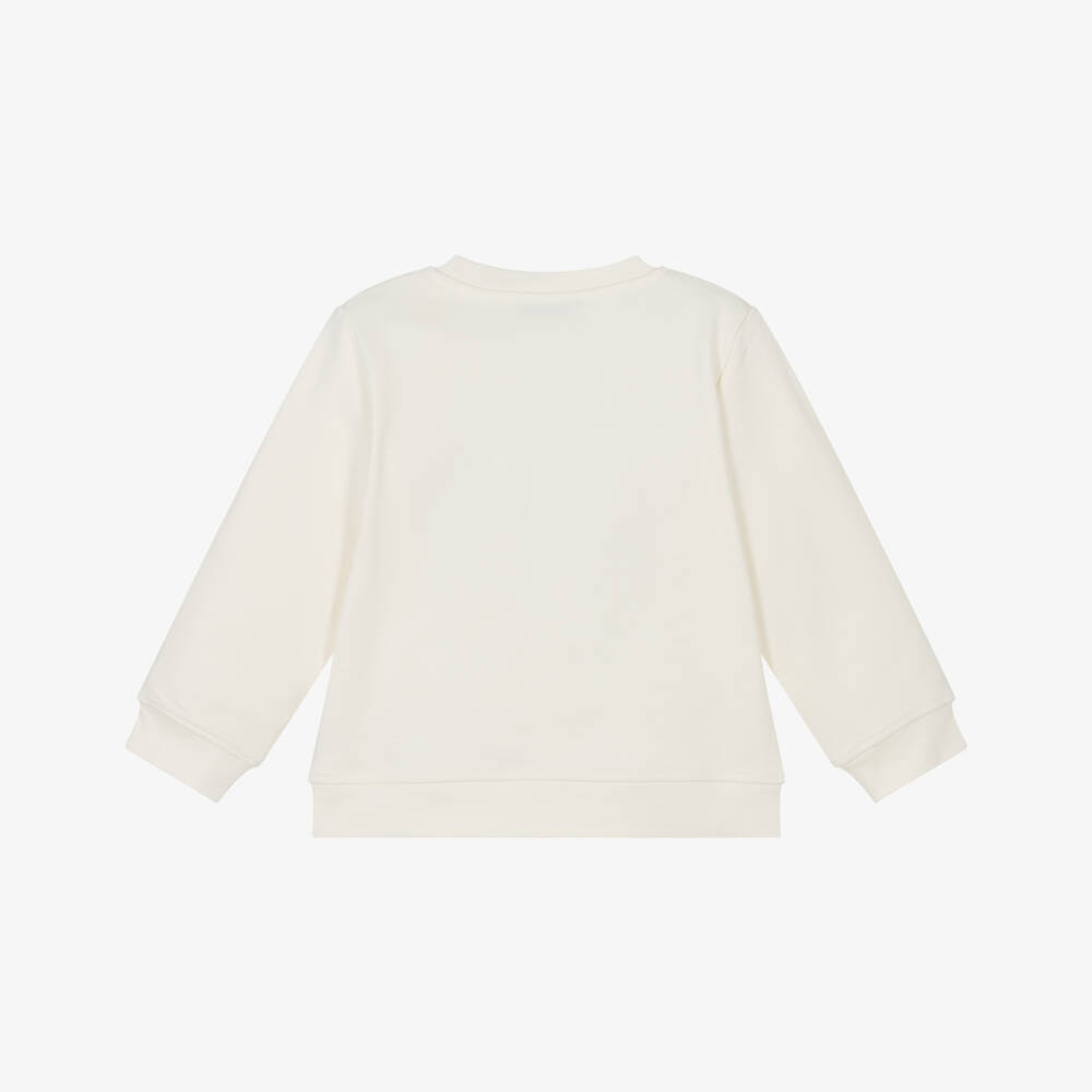 Stella McCartney Kids-Girls Ivory Cotton Baseball Graphic Sweatshirt | Childrensalon