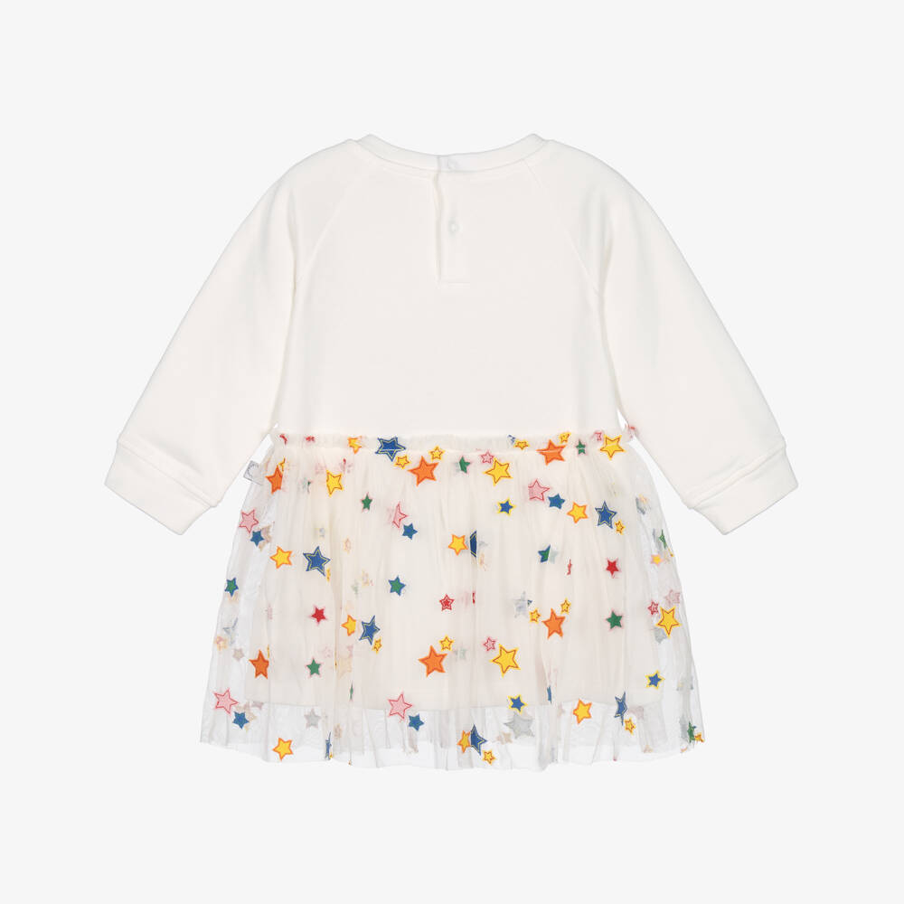 Stella McCartney Kids-Girls Ivory Cotton Jersey & Tulle Rainbow Dress | Childrensalon