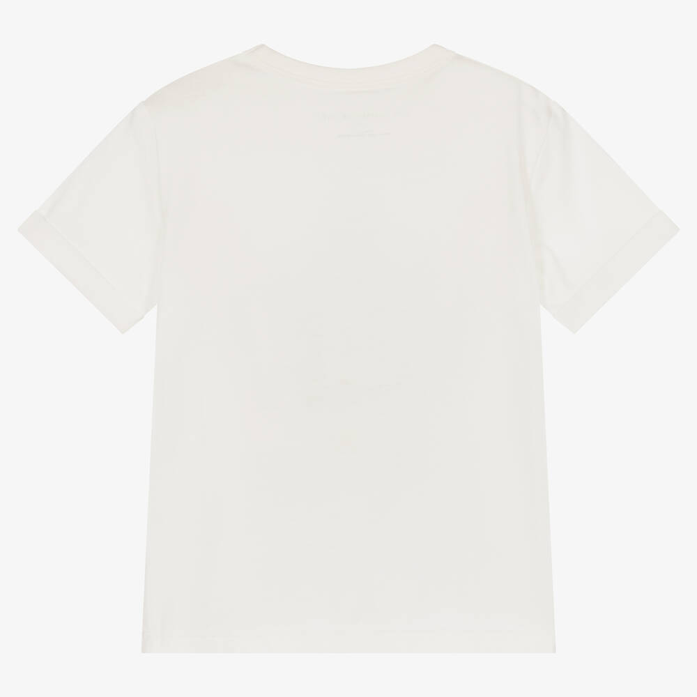 Stella McCartney Kids-Girls Ivory Cotton Star Fringe T-Shirt | Childrensalon