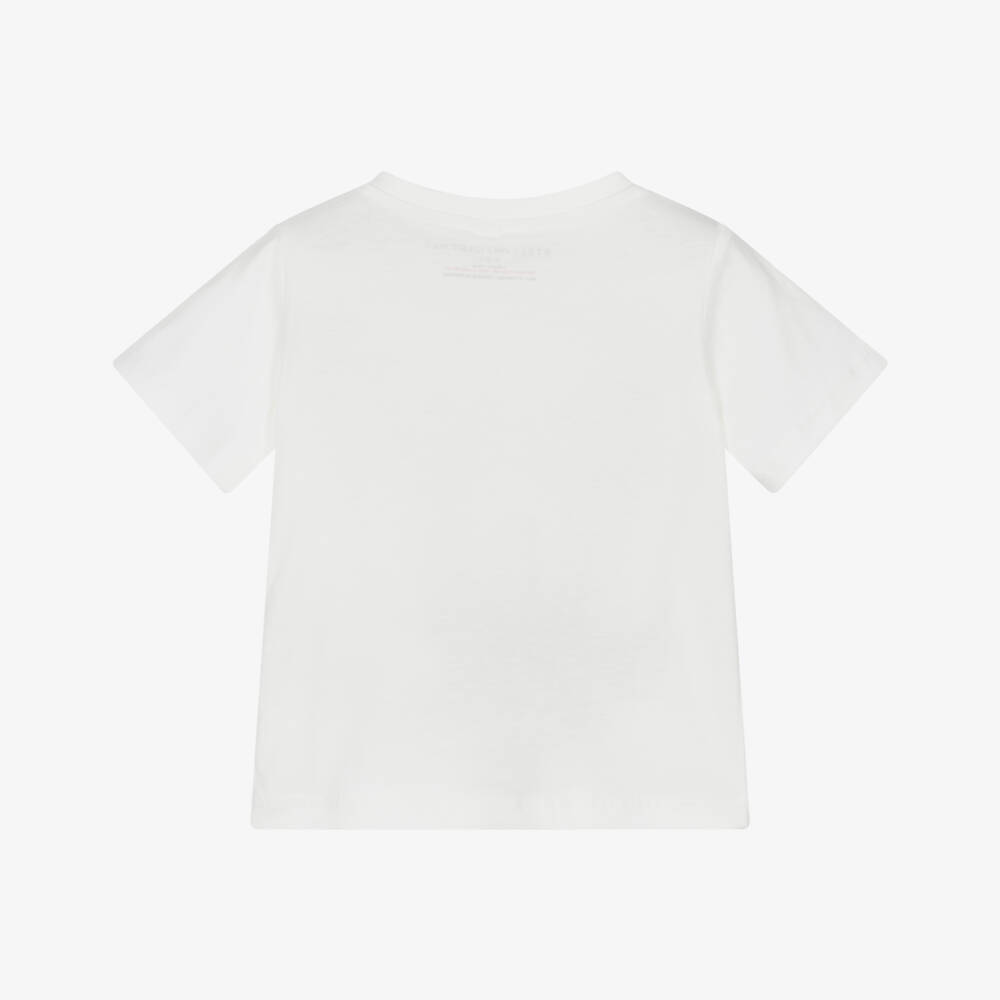 Stella McCartney Kids-تيشيرت قطن عاجي للبنات بشعار الماركة | Childrensalon