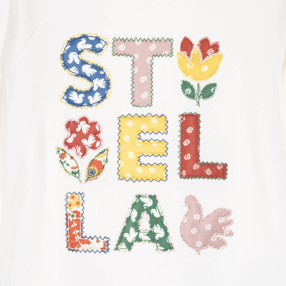 Stella McCartney Kids-Girls Ivory Cotton Sweatshirt with Colourful Logo | Childrensalon