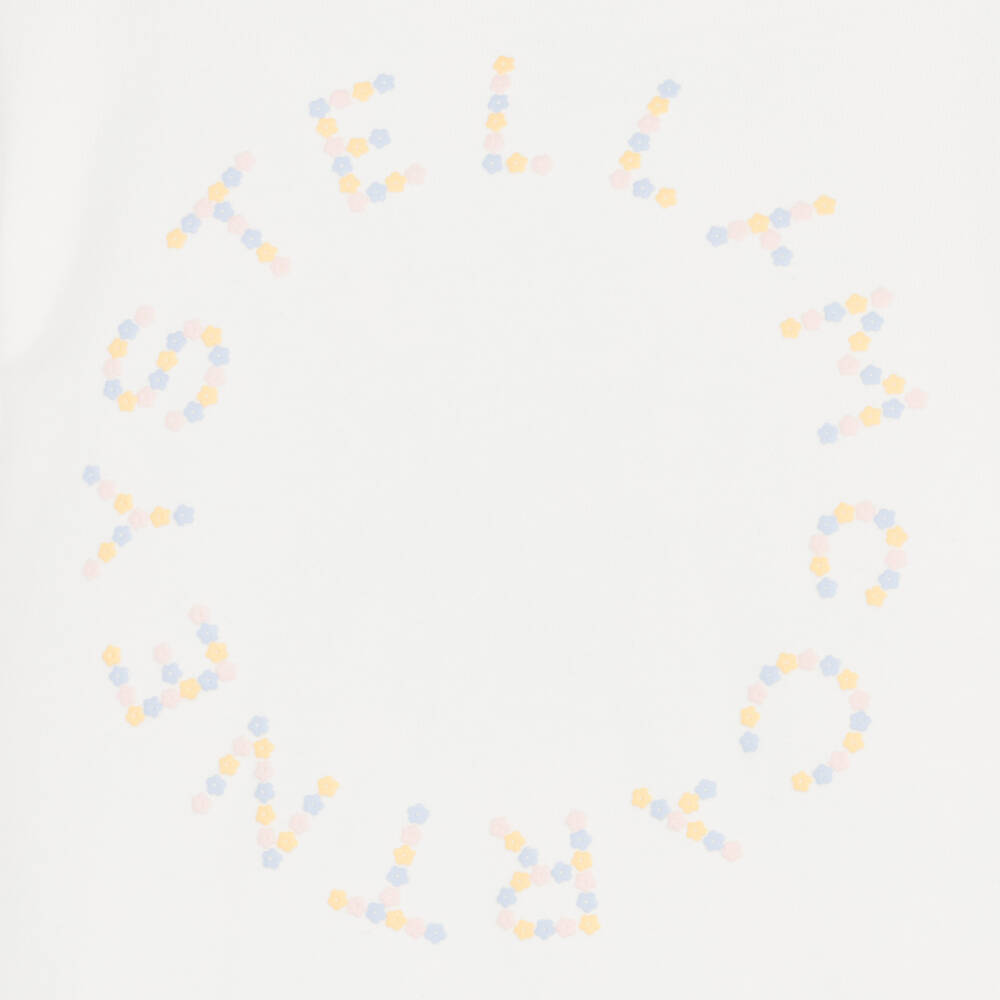Stella McCartney Kids-Girls Ivory Cotton Sweatshirt with Embroidered Flower Logo | Childrensalon