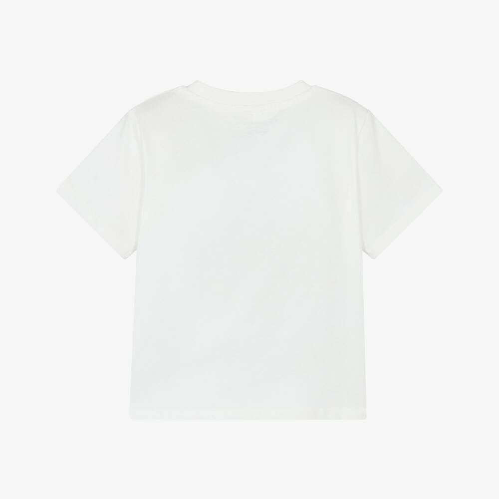 Stella McCartney Kids-Girls Ivory Cotton T-Shirt with Flower Logo | Childrensalon