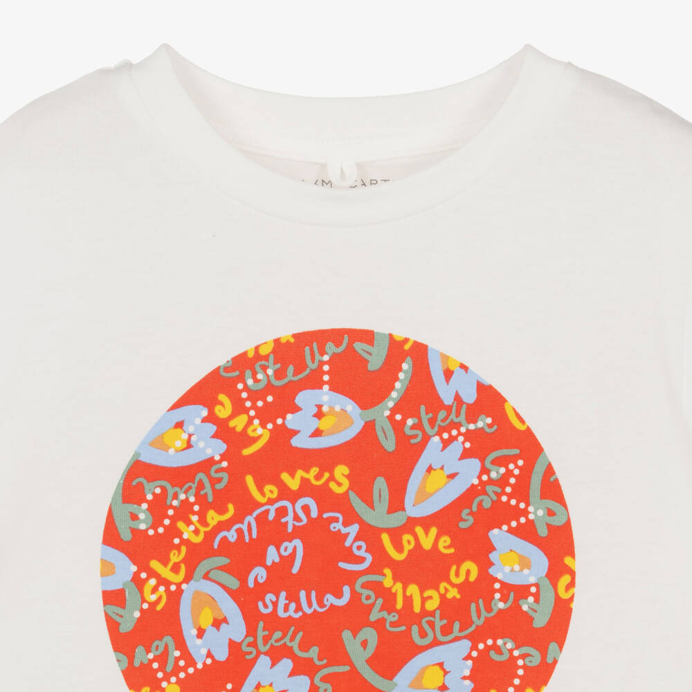 Stella McCartney Kids-تيشيرت قطن لون أحمر وعاجي للبنات | Childrensalon