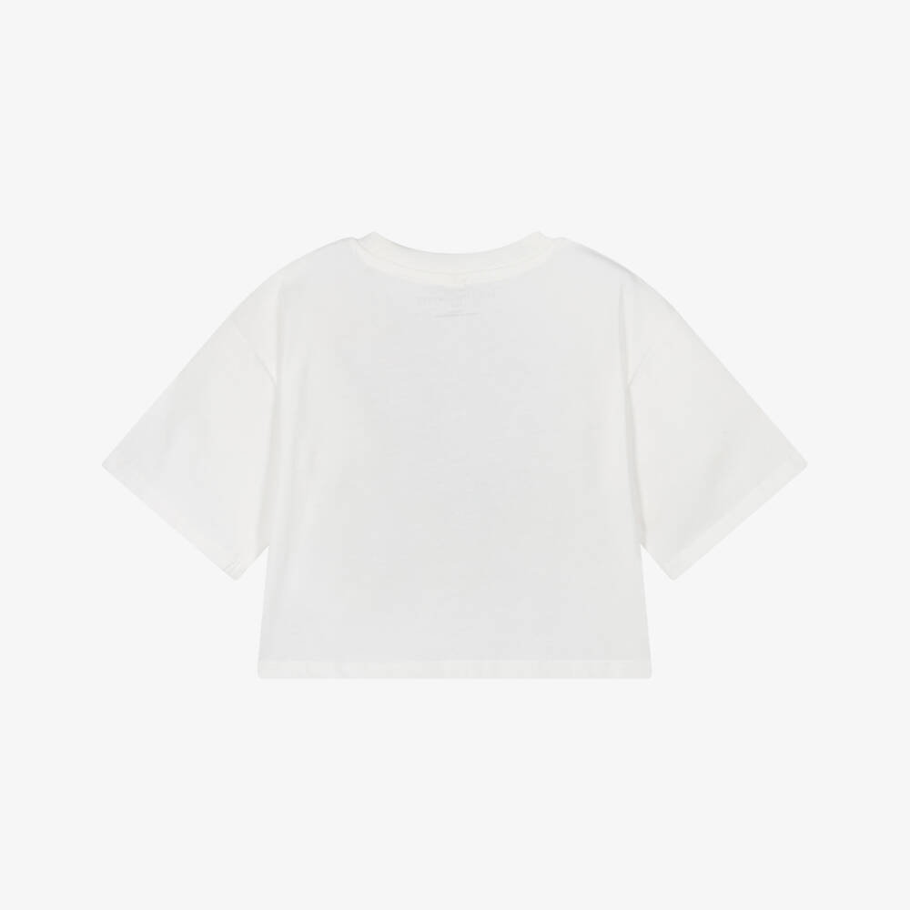 Stella McCartney Kids-تيشيرت قطن بطبعة توليب لون عاجي للبنات | Childrensalon