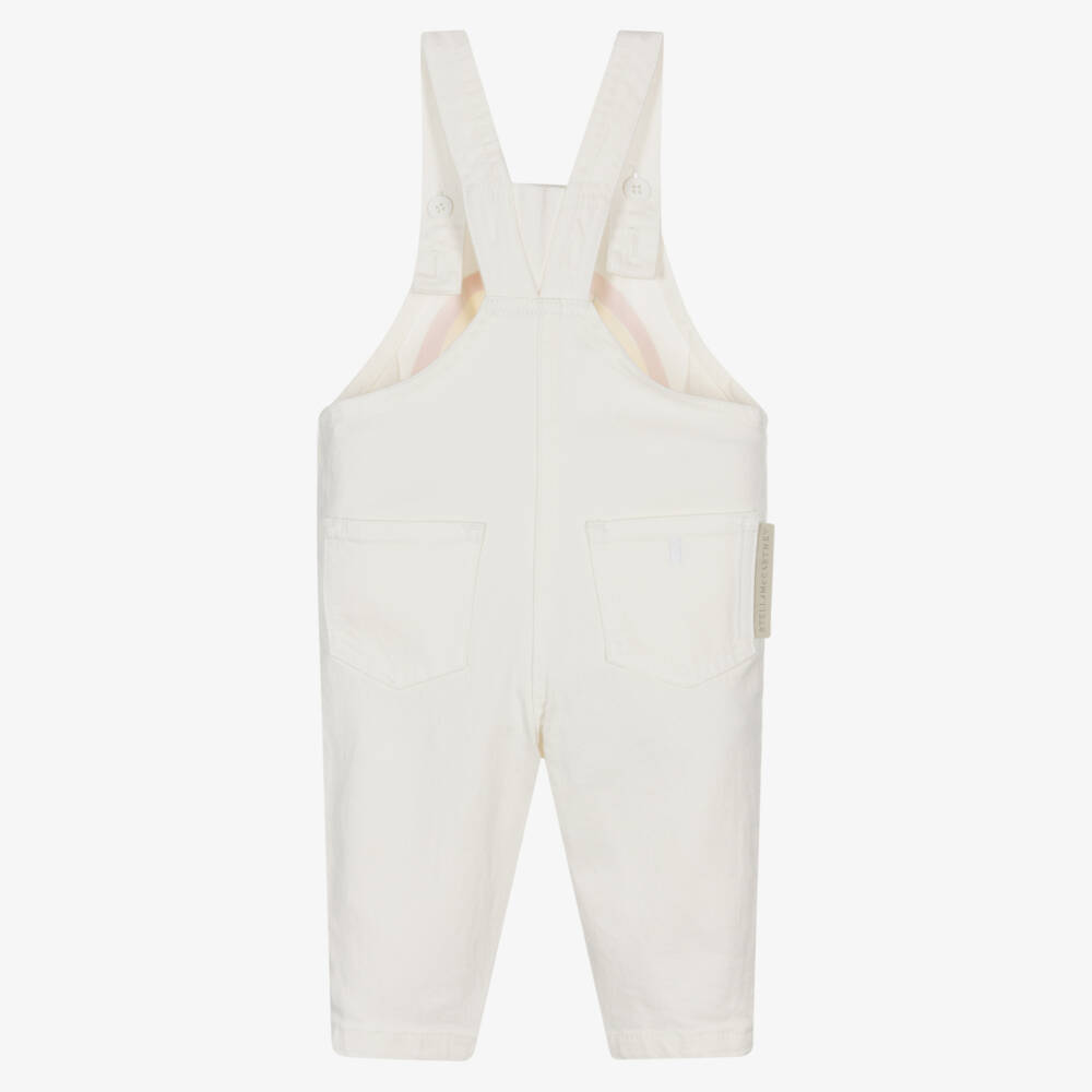 Stella McCartney Kids-Girls Ivory Denim Rainbow Dungarees | Childrensalon