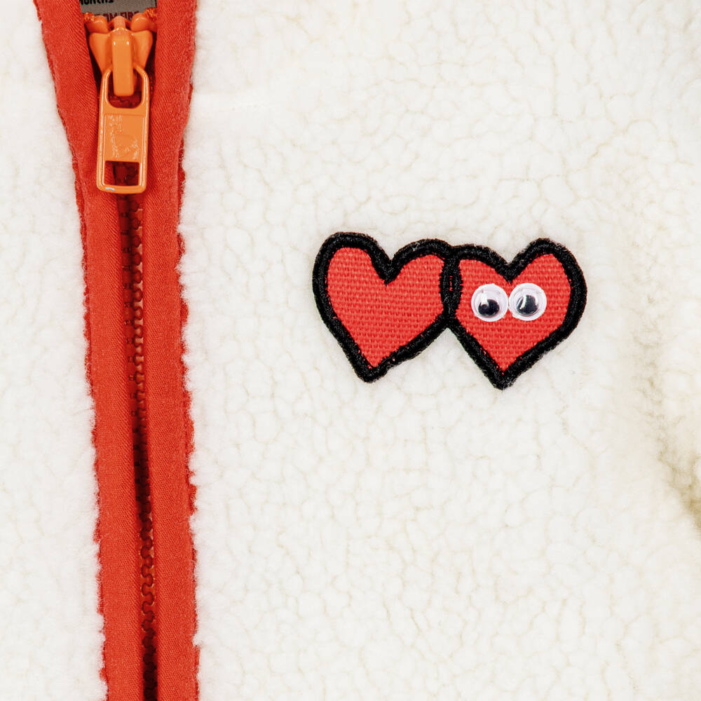 Stella McCartney Kids-Girls Ivory Fleece Jacket with Red Trim | Childrensalon