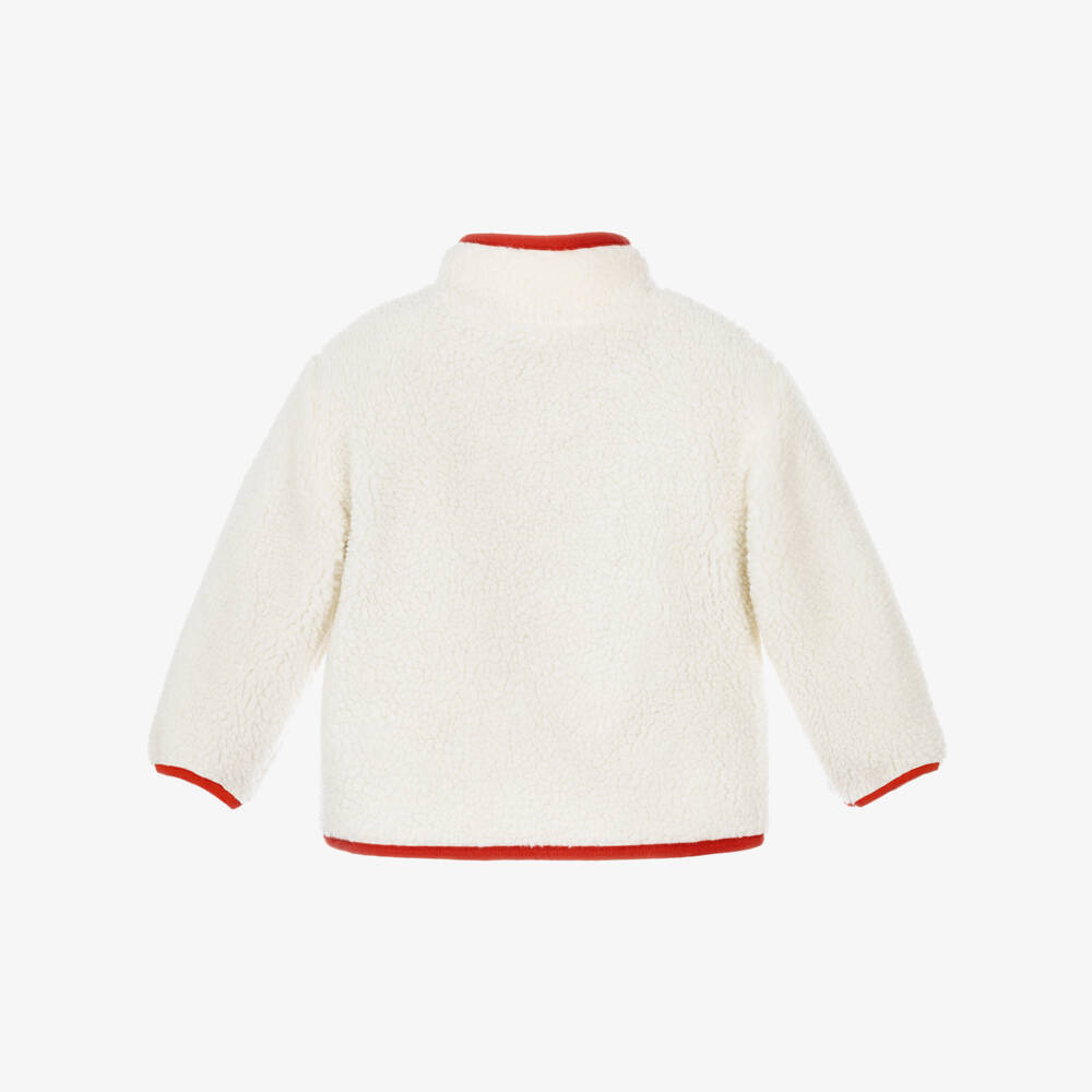 Stella McCartney Kids-Girls Ivory Fleece Jacket with Red Trim | Childrensalon