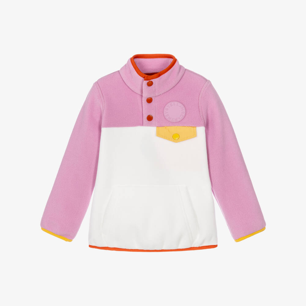Stella McCartney Kids-Girls Ivory & Pink Fleece Sweatshirt | Childrensalon