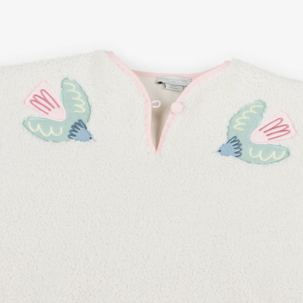 Stella McCartney Kids-Girls Ivory Sherpa Fleece Bird Cape | Childrensalon