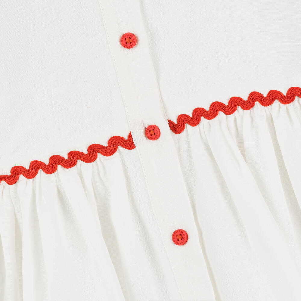 Stella McCartney Kids-Girls Ivory Strawberry Embroidered Dress | Childrensalon