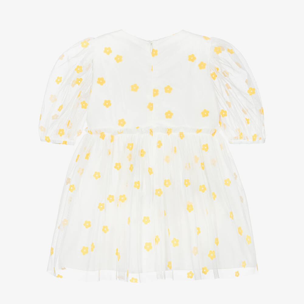 Stella McCartney Kids-Платье кремовое из тюля с жёлтыми цветами для девочек | Childrensalon