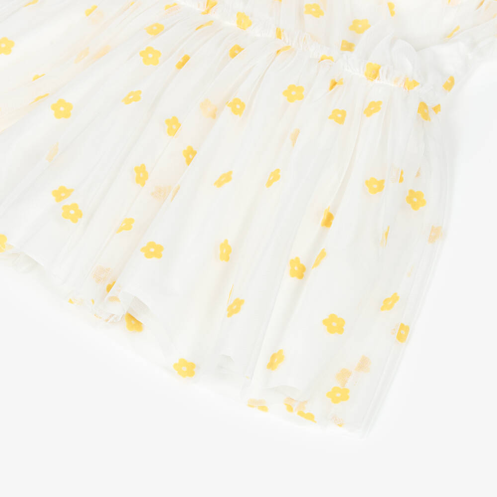 Stella McCartney Kids-Платье кремовое из тюля с жёлтыми цветами для девочек | Childrensalon