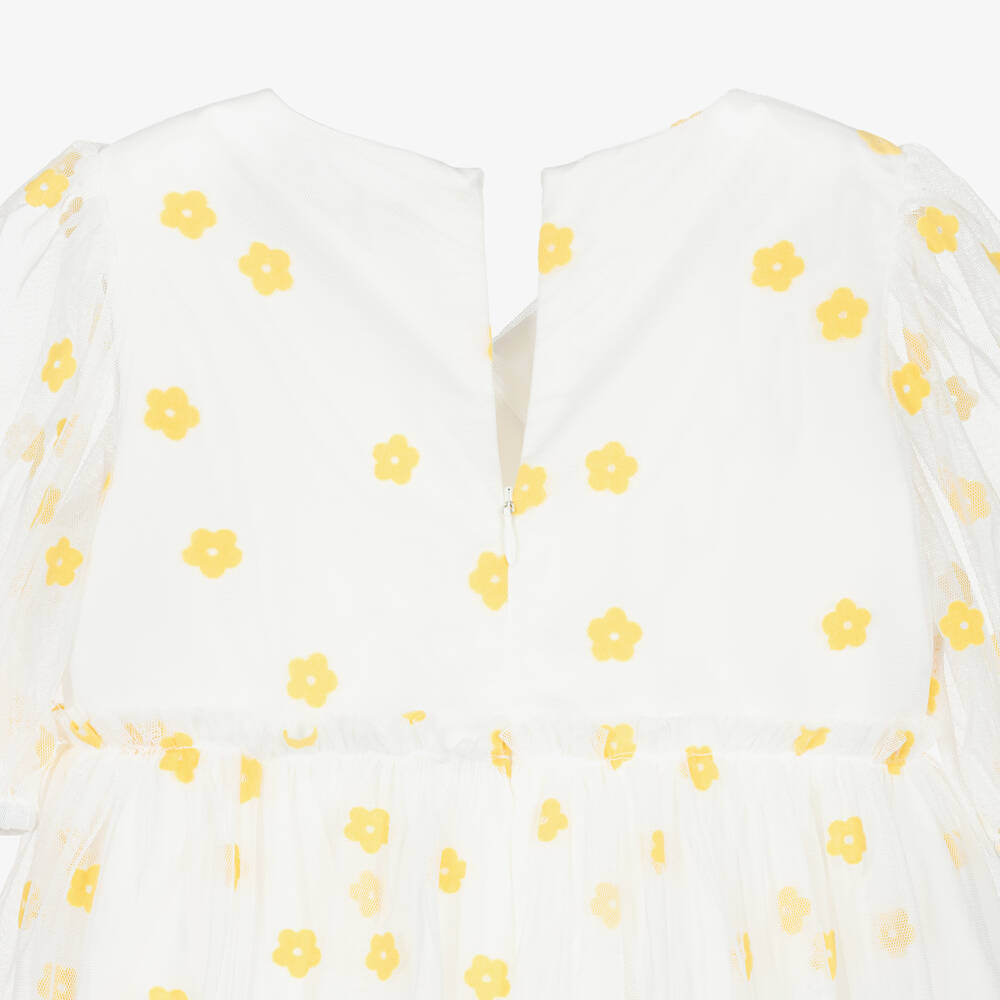 Stella McCartney Kids-Платье кремовое из тюля с жёлтыми цветами для девочек | Childrensalon
