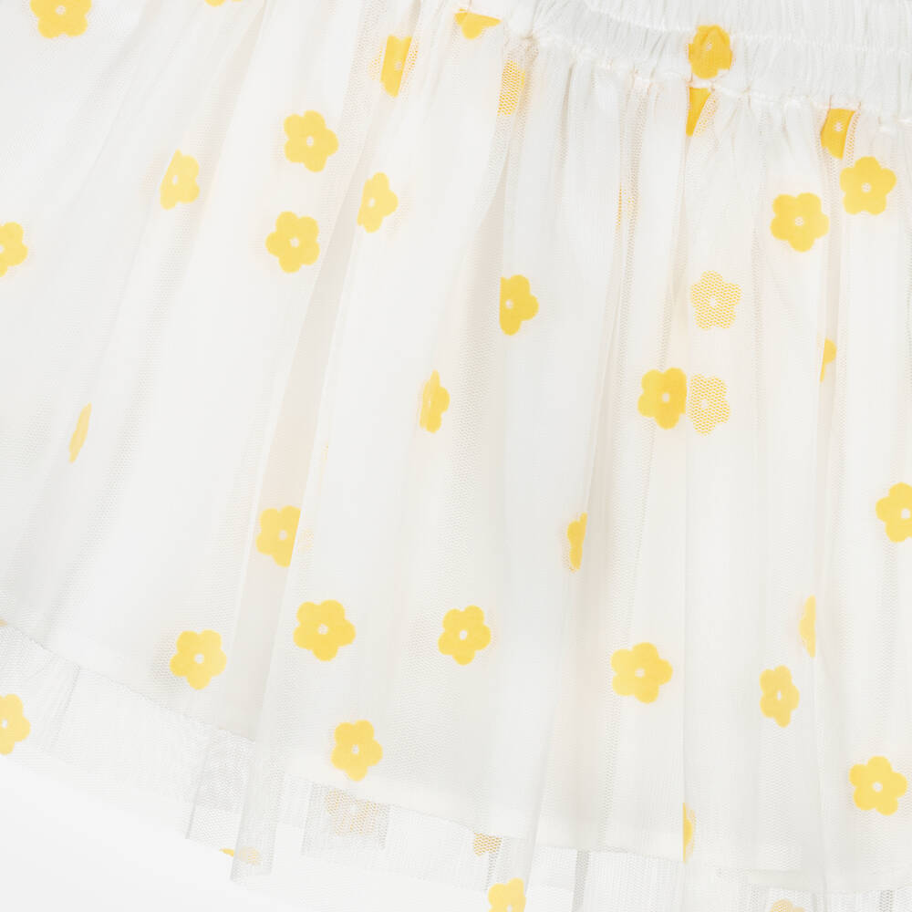 Stella McCartney Kids-Кремовая юбка из тюля с жёлтыми цветами для девочек | Childrensalon