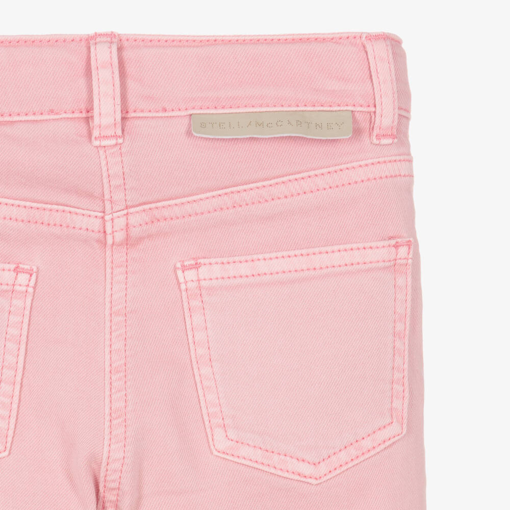 Stella McCartney Kids-Girls Light Pink Skinny Jeans with Frayed Cuffs | Childrensalon
