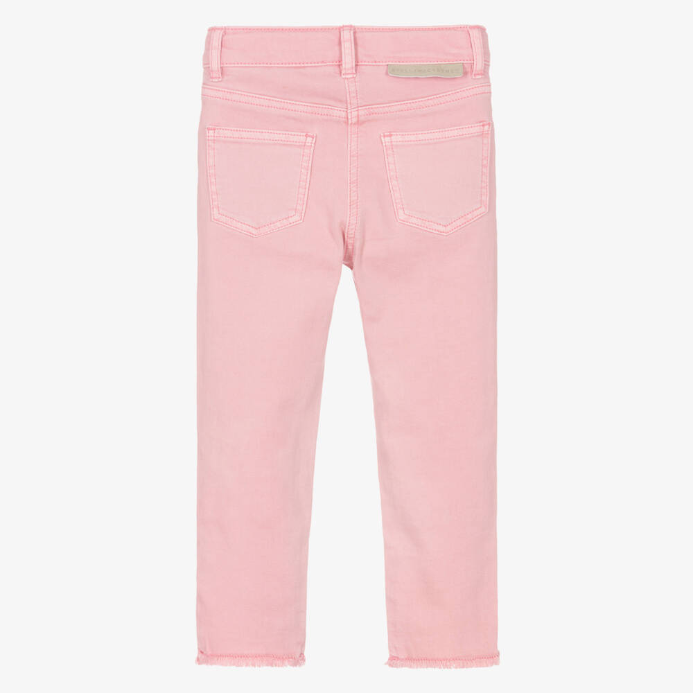 Stella McCartney Kids-Girls Light Pink Skinny Jeans with Frayed Cuffs | Childrensalon