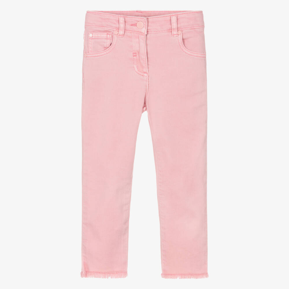 Stella McCartney Kids-Girls Light Pink Skinny Jeans with Frayed Cuffs | Childrensalon