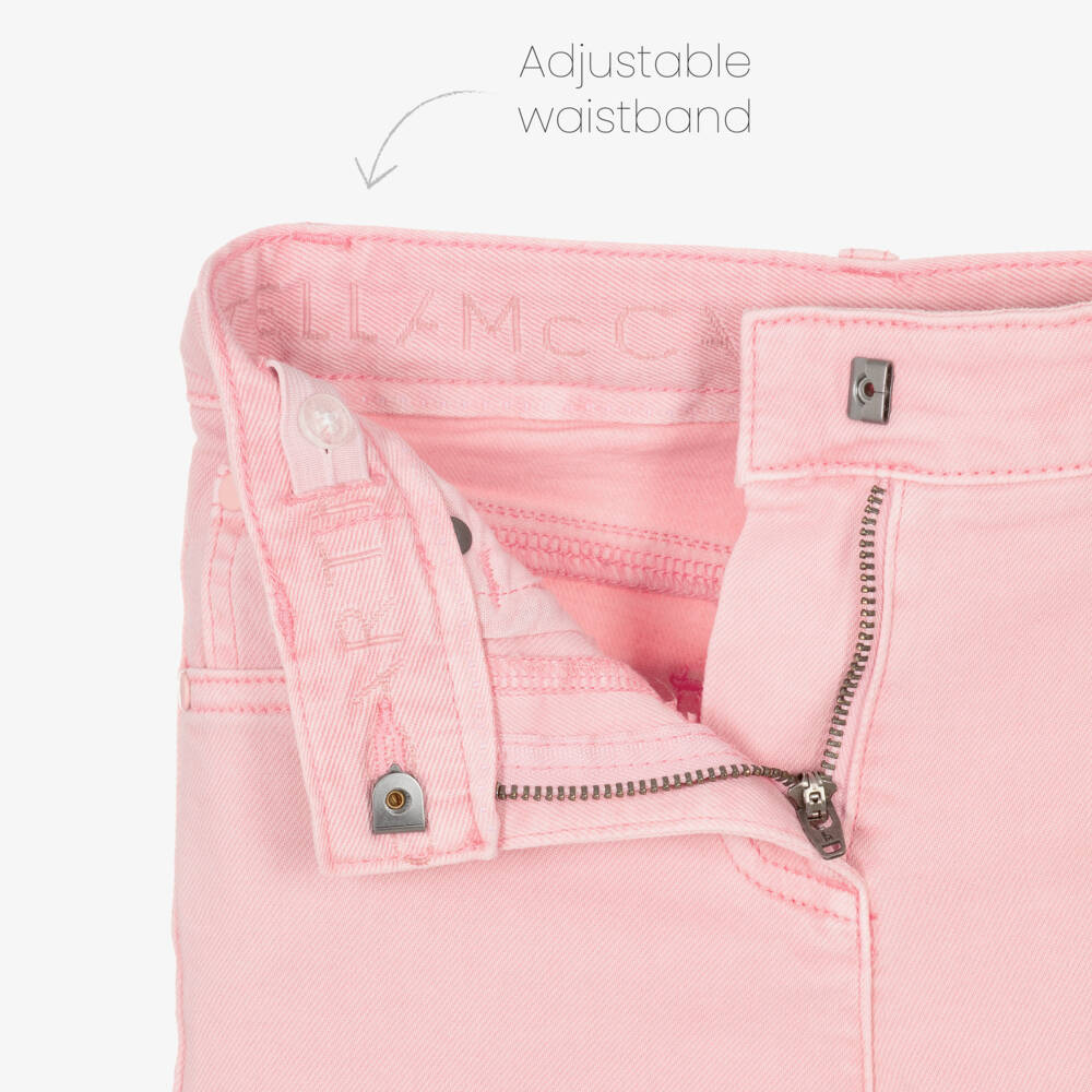 Stella McCartney Kids-Girls Light Pink Skinny Jeans with Frayed Cuffs | Childrensalon
