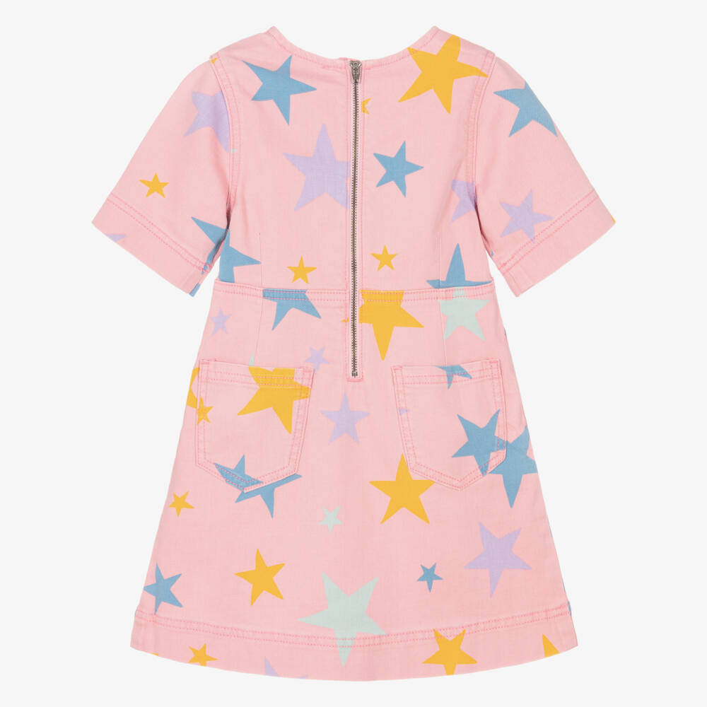Stella McCartney Kids-Платье из денима розовое с принтом звёзд для девочек | Childrensalon