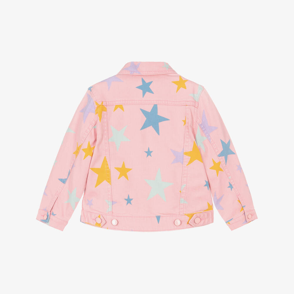 Stella McCartney Kids-Girls Light Pink Star Print Denim Jacket | Childrensalon