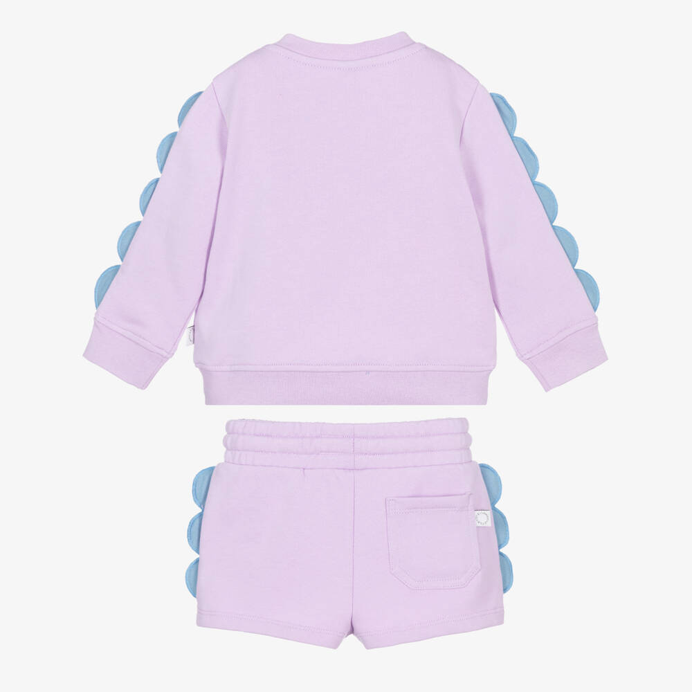Stella McCartney Kids-Girls Lilac Cotton Shorts Set with Fish Print | Childrensalon