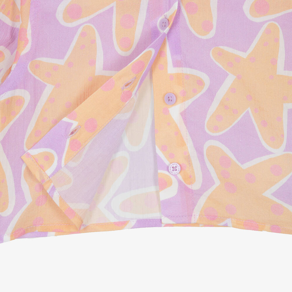 Stella McCartney Kids-Girls Lilac & Orange Starfish Cotton Blouse | Childrensalon